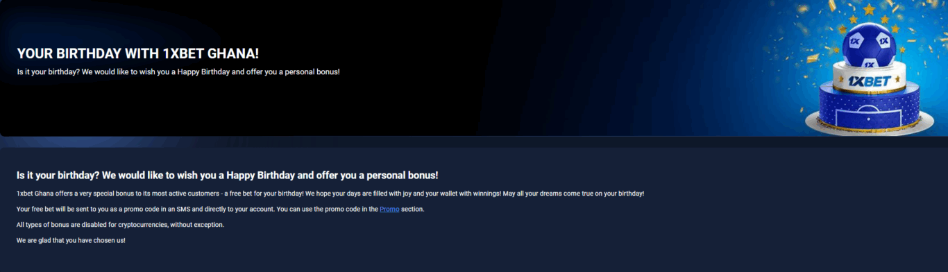 1xBet birthday bonus